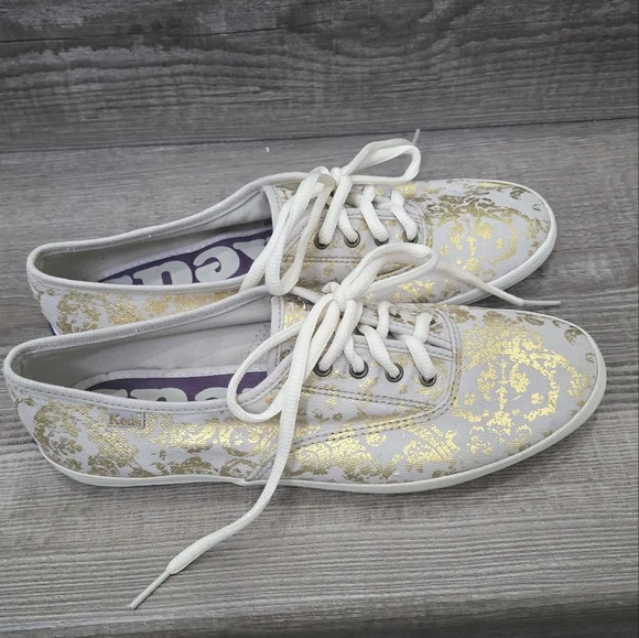 Keds Shoes Keds Tennis Shoes Ivory With Gold Accents Womens